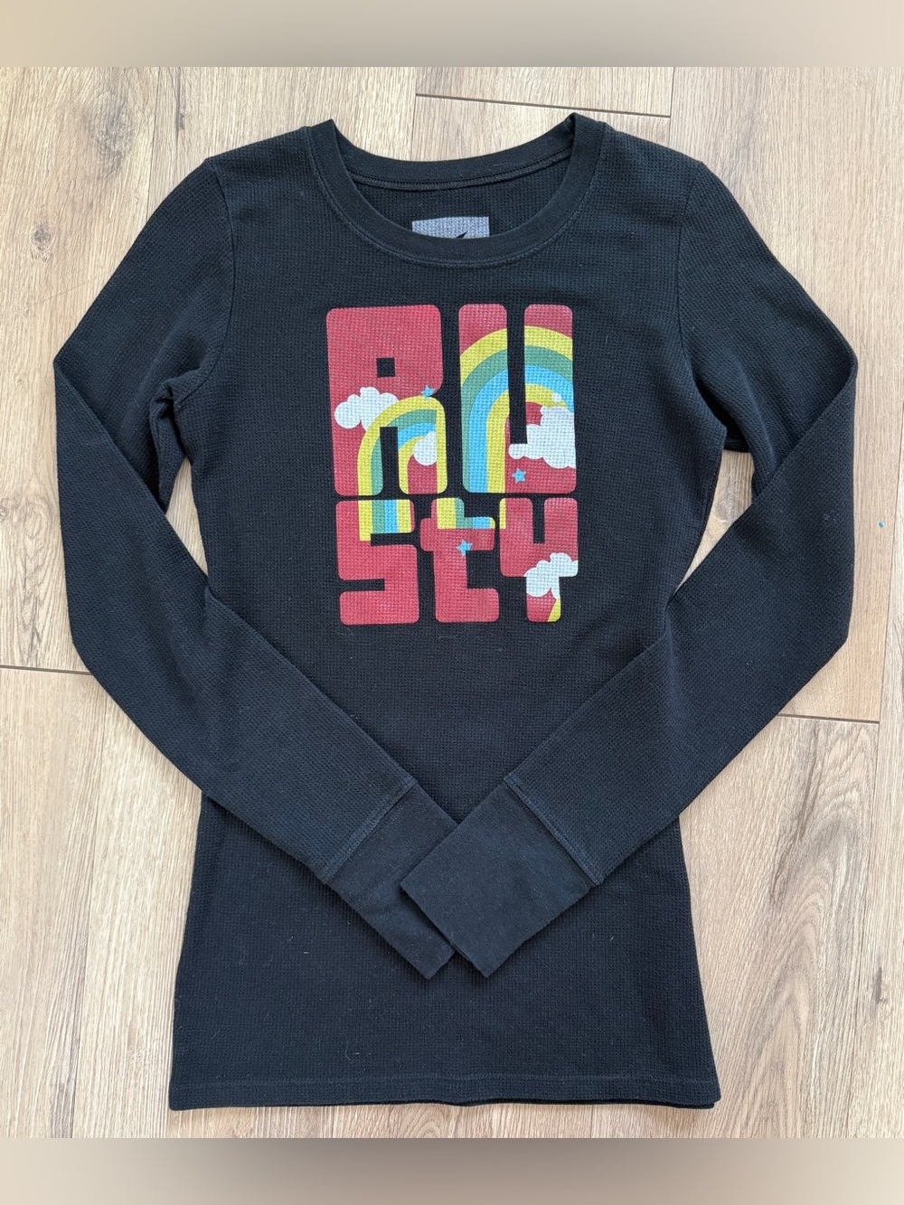 Rusty Womens Rainbow Thermal Longsleeve Size Medium